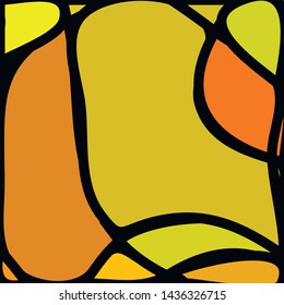 Stained Glass Window with abstract shapes and colorful glass inserts.