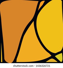 Stained Glass Window with abstract shapes and colorful glass inserts.