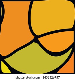 Stained Glass Window with abstract shapes and colorful glass inserts.