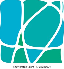 Stained Glass Window with abstract shapes and colorful glass inserts.