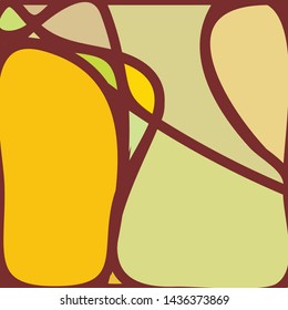 Stained Glass Window with abstract shapes and colorful glass inserts.