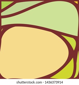Stained Glass Window with abstract shapes and colorful glass inserts.