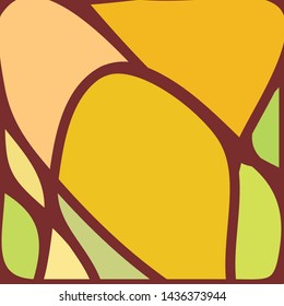Stained Glass Window with abstract shapes and colorful glass inserts.