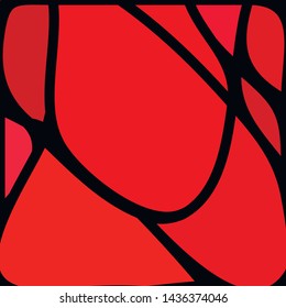 Stained Glass Window with abstract shapes and colorful glass inserts.