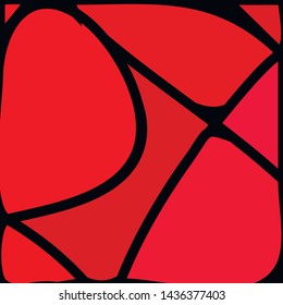 Stained Glass Window with abstract shapes and colorful glass inserts.