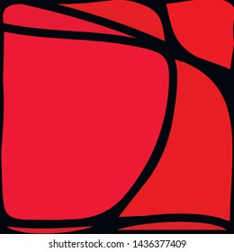 Stained Glass Window with abstract shapes and colorful glass inserts.