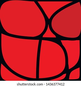 Stained Glass Window with abstract shapes and colorful glass inserts.