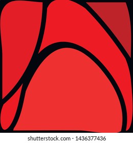 Stained Glass Window with abstract shapes and colorful glass inserts.