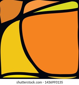 Stained Glass Window with abstract shapes and colorful glass inserts.