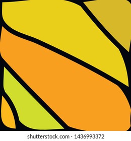 Stained Glass Window with abstract shapes and colorful glass inserts.