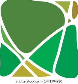 Stained Glass Window with abstract shapes and colorful glass inserts.