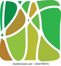 Stained Glass Window with abstract shapes and colorful glass inserts.
