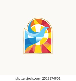 Stained Glass Window in Ancient Church