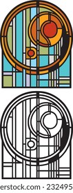 stained glass window beautiful and multi-colored in the Art Deco style depicting a tree by Gustav Klimt