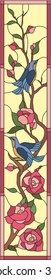 stained glass window birds with flowers