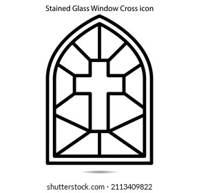 Stained Glass Window Cross icon vector illustration graphic on background