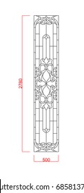  Stained glass window decorative vector frame with dimension black paint on the white background
