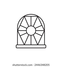 Stained glass window icon design, isolated on white background, vector illustration