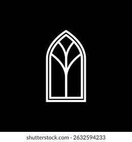 Stained glass window icon isolated on black background
