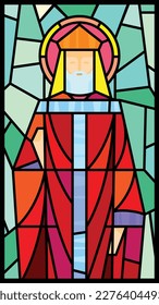Сolorful stained glass window in icon style