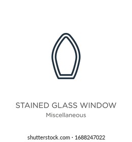 Stained glass window icon. Thin linear stained glass window outline icon isolated on white background from miscellaneous collection. Line vector sign, symbol for web and mobile