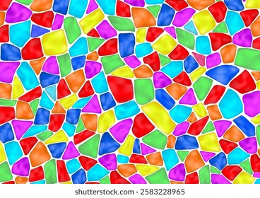 Stained glass window made of colored glass. Vector background