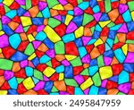 Stained glass window from multicolored tiles or mosaic. Stock vector abstract background