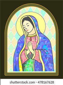Stained Glass Window with Our Lady