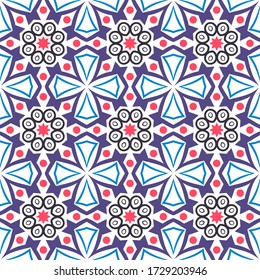 Stained glass window seamless pattern. Background mandala stained glass. Mosaic medallion pattern. Vector stock illustration