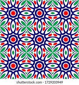 Stained glass window seamless pattern. Background mandala stained glass. Mosaic medallion pattern. Vector stock illustration