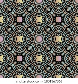 Stained glass window seamless vector pattern. Decorative surface print design for fabrics, textiles, backgrounds, stationery, gift wrapping paper, scrapbooking, and packaging.