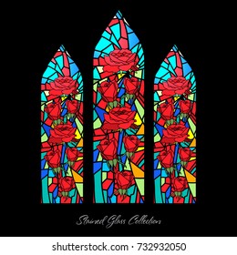 Stained Glass Window Shape Flower Rose Illustration, Church Mosaic, Stain Texture