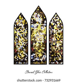 Stained glass window shape illustration, church mosaic, stain texture