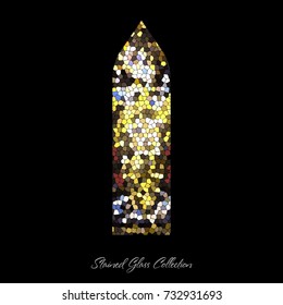 Stained glass window shape illustration, church mosaic, stain texture