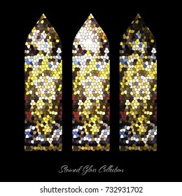 Stained glass window shape illustration, church mosaic, stain texture