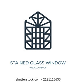 stained glass window thin line icon. decorative, stained-glass linear icons from miscellaneous concept isolated outline sign. Vector illustration symbol element for web design and apps.
