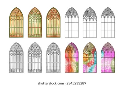 Glasfenster in einer Kirche festgehalten. Farbverläufe und Mosaik-Design.