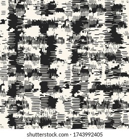 Stained Ink Drawn Textured Checked Pattern