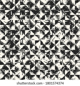 Stained Ink Textured Broken Checkered Pattern