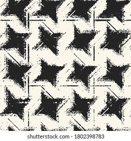 Stained Ink Textured Star Check  Pattern