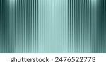 Stained metal premium rib acrylic glass sheet. Fluted door blue green blurred overlay. Wavy stripes refraction, frosted surface pattern. Embossed vertical and horizontal striped transfluent material.