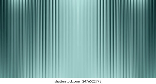 Stained metal premium rib acrylic glass sheet. Fluted door blue green blurred overlay. Wavy stripes refraction, frosted surface pattern. Embossed vertical and horizontal striped transfluent material.