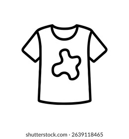Stained Tee Shirt Laundry Challenge. Icon symbol illustration
