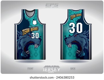 Stained wolf pattern design, illustration, textile background for sports t-shirt, football jersey shirt mockup for football club. consistent front view