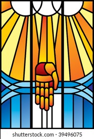 Stained-glass with palm in vector format