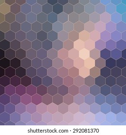 Stained-glass window, abstract geometric background, hexagon design, shiny vector illustration.