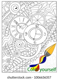 Stained-glass window The Clock to color yourself