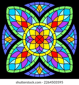 Stained-glass window in gothic style. Medieval mosaic tile texture.