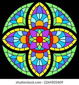 Stained-glass window in gothic style. Medieval mosaic tile texture.