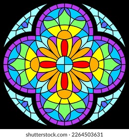 Stained-glass window in gothic style. Medieval mosaic tile texture.